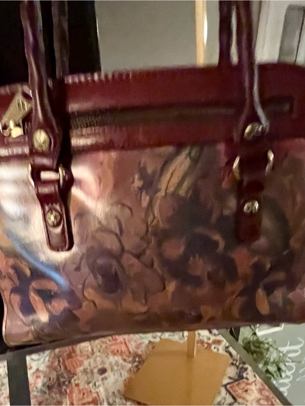 Patricia Nash Floral-Print Shoulder Bag with Burgundy Accents, - Picture 4 of 6